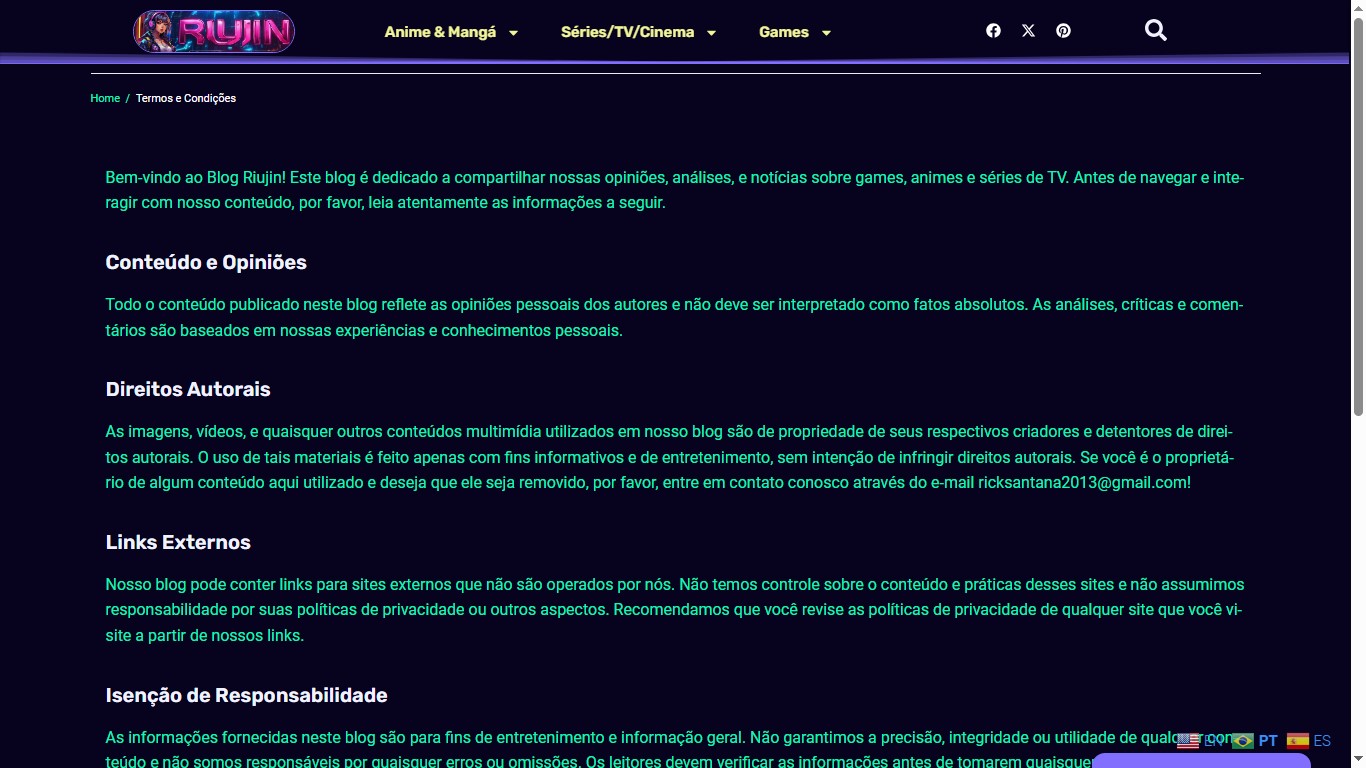 Riujin Termos e Condições